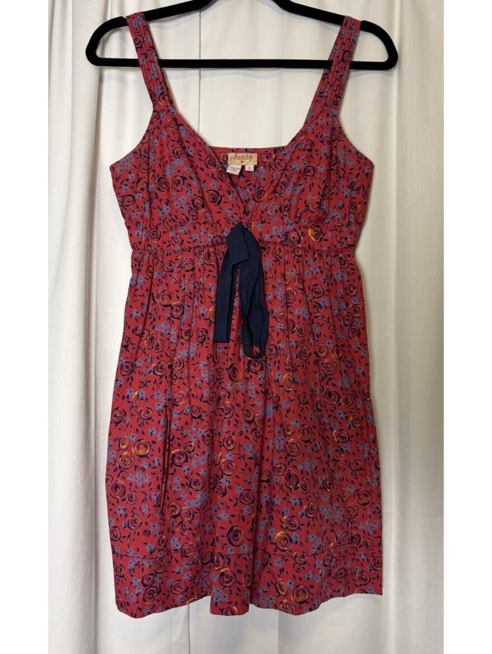 Y2K 90s Plenty By Tracy Reese Size 2 Pink Cotton Rose Babydoll Mini Dress Size 2